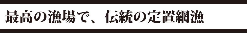 最高の漁場で、伝統の定置網漁